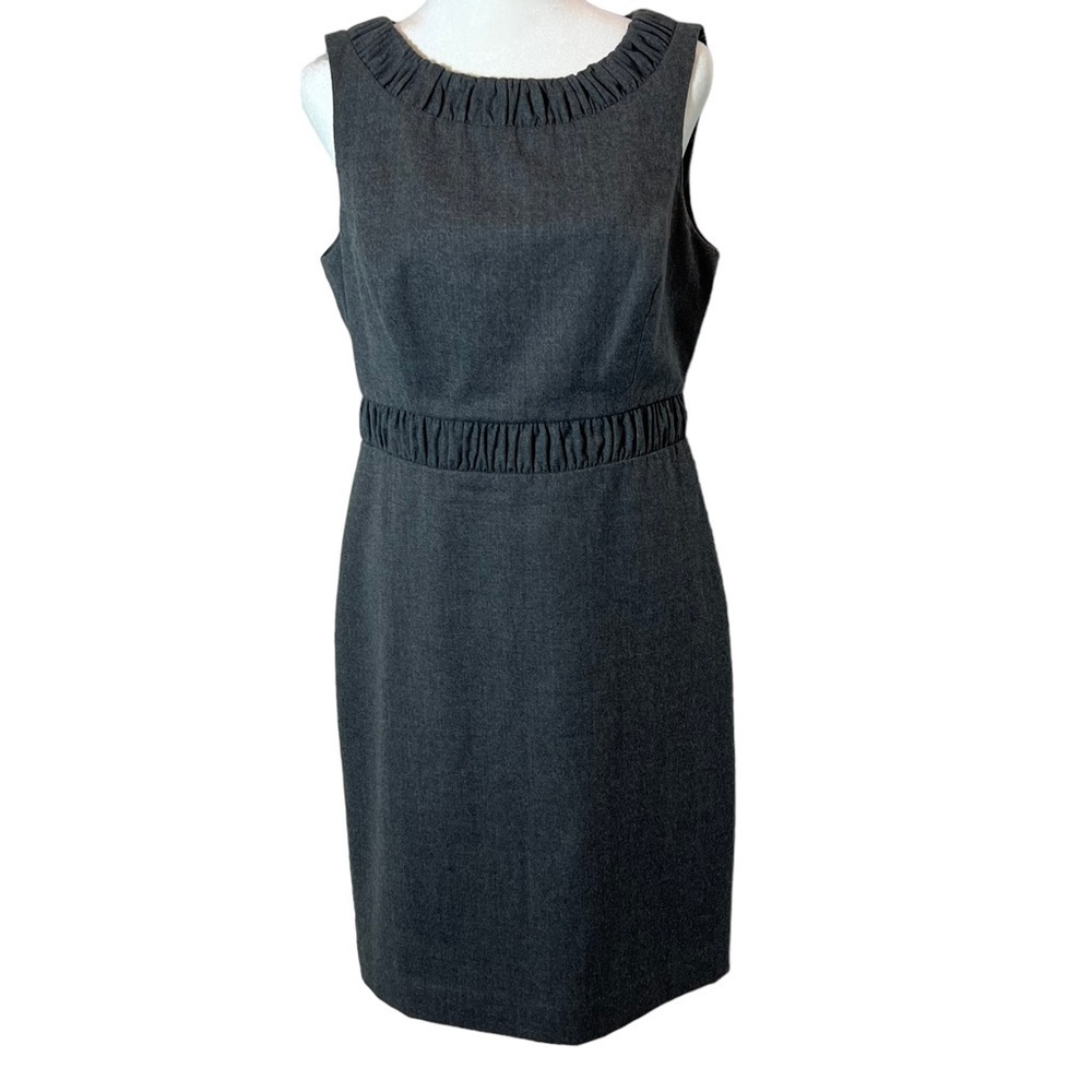 Talbots Charcoal Gray Wool Sleeveless Sheath Dress, Size 10P